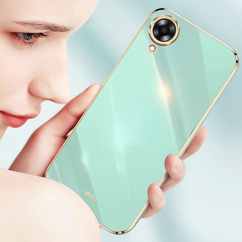 Ốp Điện Thoại Silicon Mềm Màu Trơn Mạ Viền Sang Trọng Dành Cho Oppo A17K