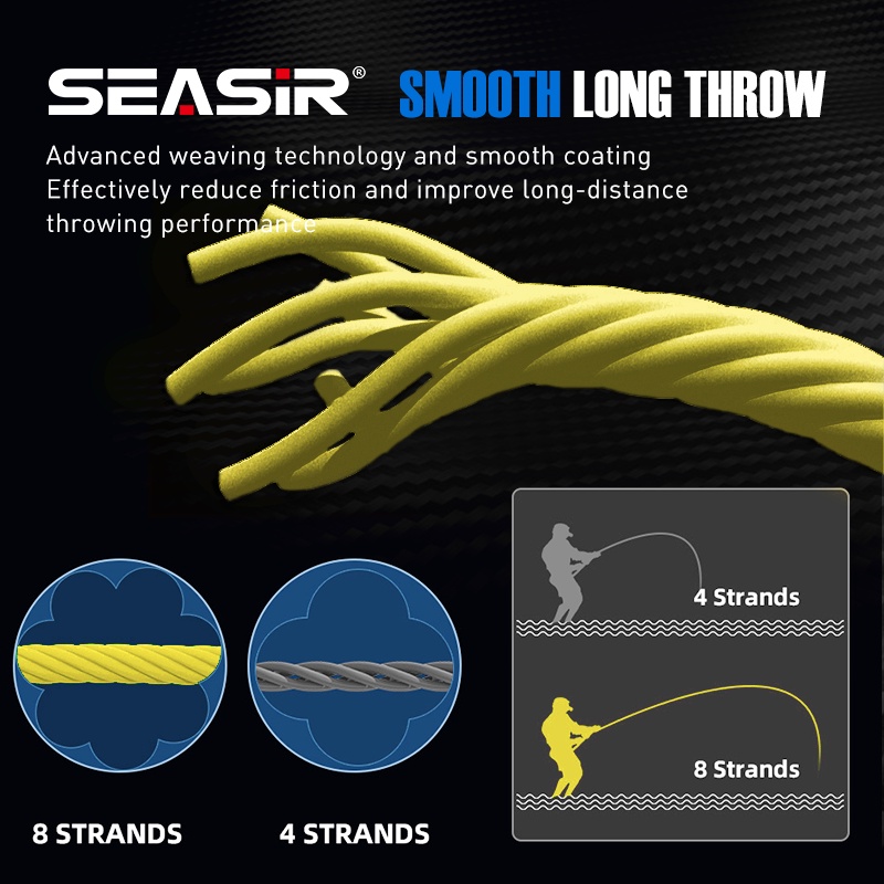 Seasir Dây Câu Cá Bện 8 Sợi PE 100-1000m X8 Nhật Bản Chất Lượng Cao