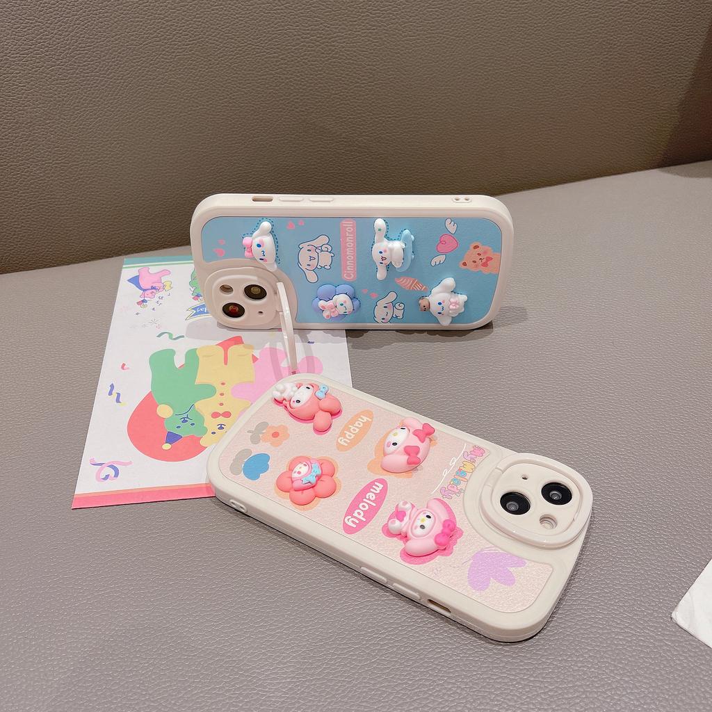 Ốp Điện Thoại Da Có Giá Đỡ Hình Búp Bê melody 3D Cho IPhone 14promax 14pro 13promax 12 11