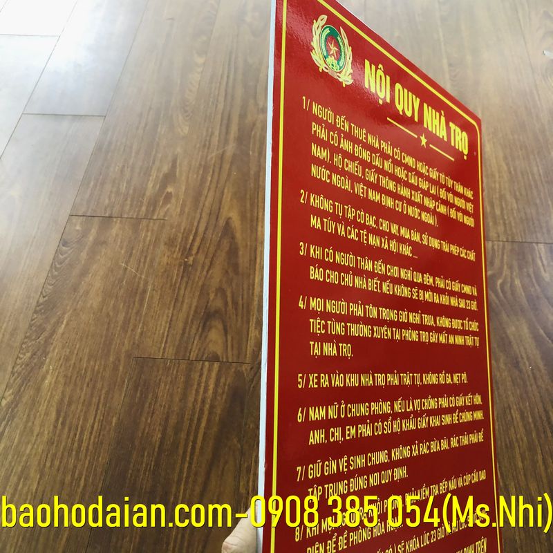 Nội quy nhà trọ chất liệu fomex siêu nhẹ KT30x45cm