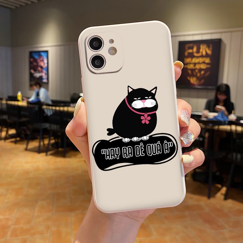 Ốp vuông iphone bảo vệ cam mèo đen ra dẻ ngộ nghĩnh cho 6/6splus/7/7plus/8/8plus/x/xr/xs/11/12/13/14/pro/max/plus/