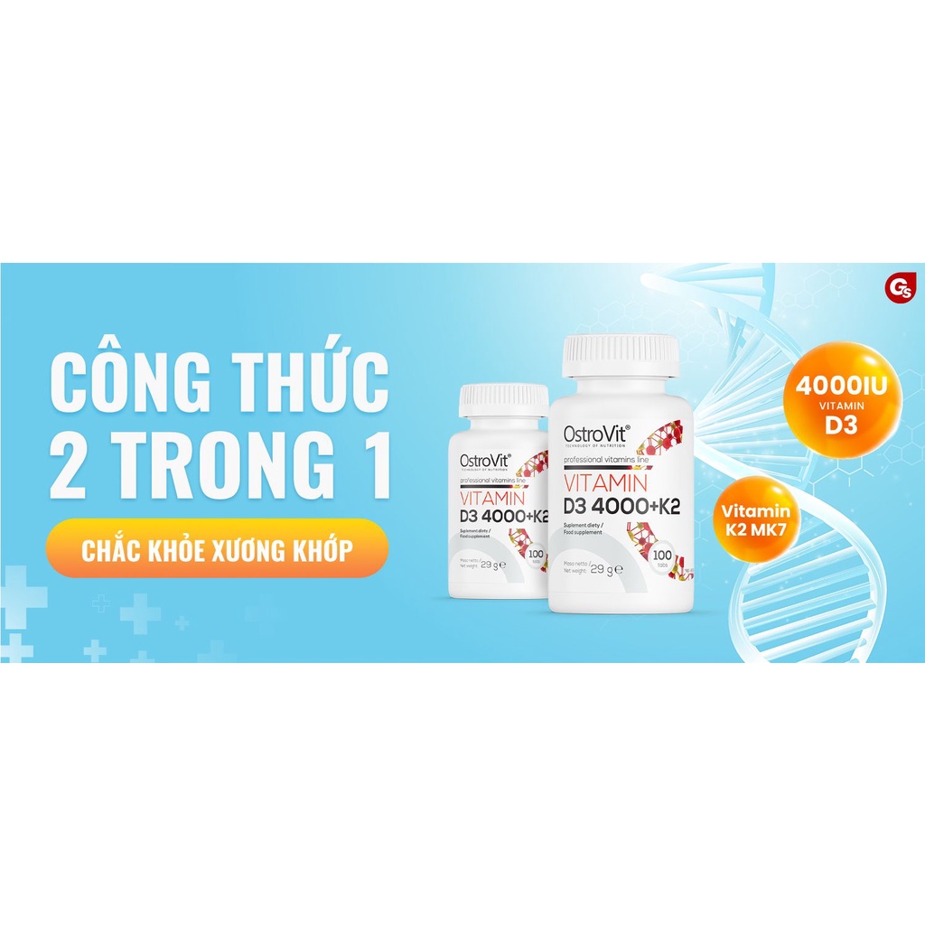 Viên uống Ostrovit Vitamin D3 4000IU + K2  nhập khẩu Ba Lan nâng cao sức đề kháng