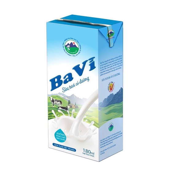 sữa tươi tiệt trùng ba vì có đường 180ml