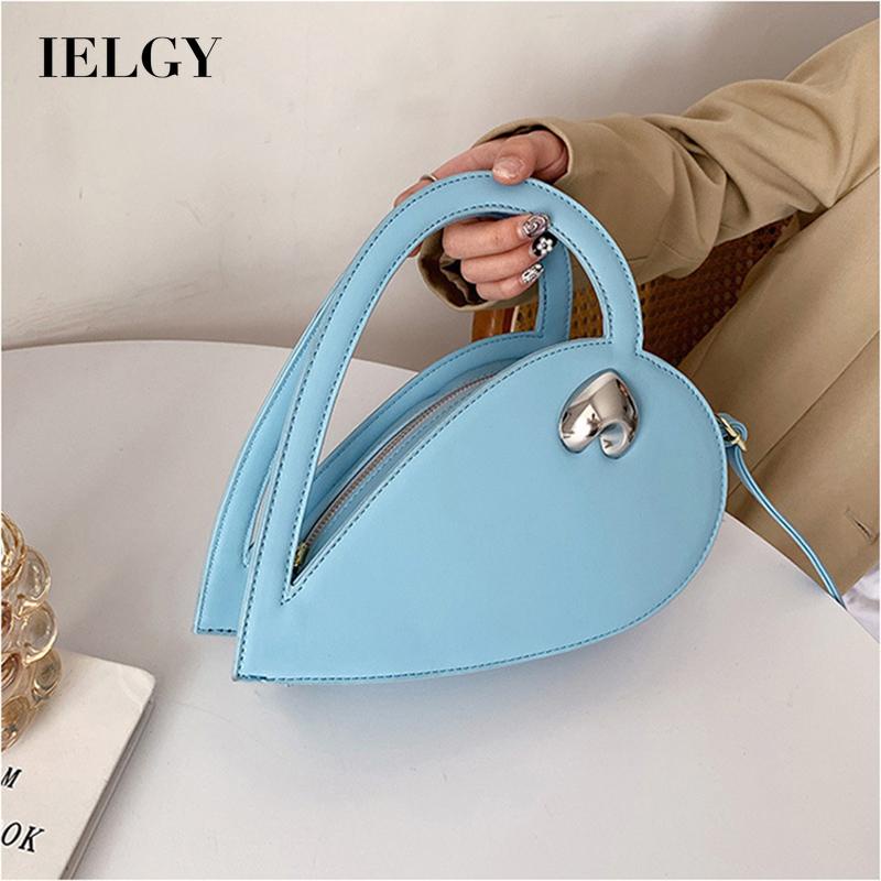 Ielgy niche Túi Đeo Chéo Màu Trơn Họa Tiết Trái Tim Cho Nữ