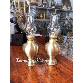Đèn dầu thờ bằng đồng cattut nguyên chất cao 22cm