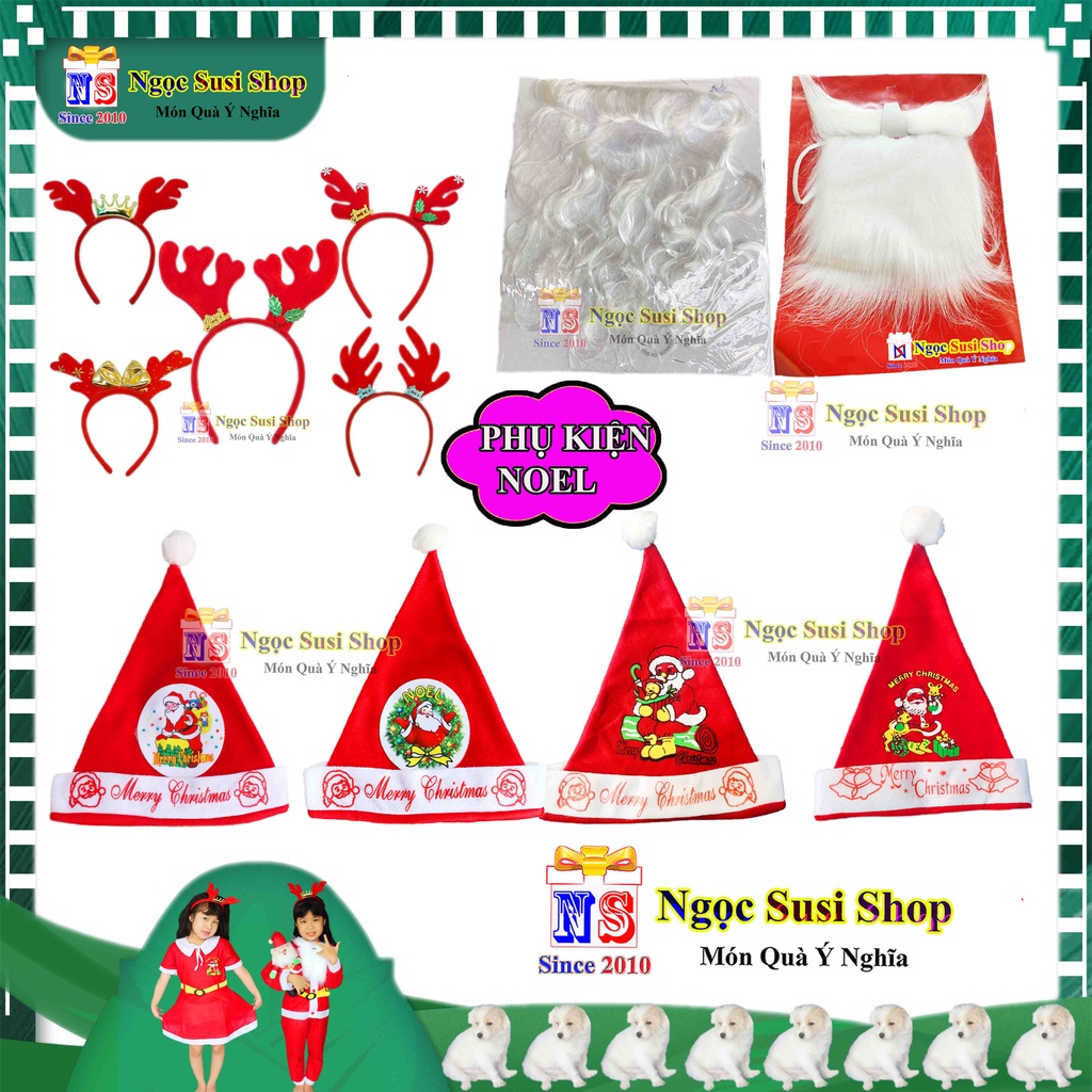 PHỤ KIỆN NOEL CHO BÉ NÓN , BỘ RÂU , CÁI CÀI SIÊU CƯNG RẤT ĐẸP