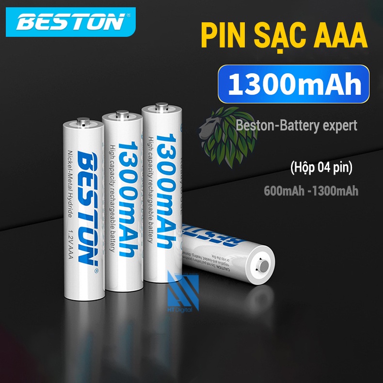 Hộp 04 Pin sạc AAA 3A BESTON dung lượng 1100mAh, 600mAh, 800mAh, 1300mAh Tặng kèm hộp đựng pin