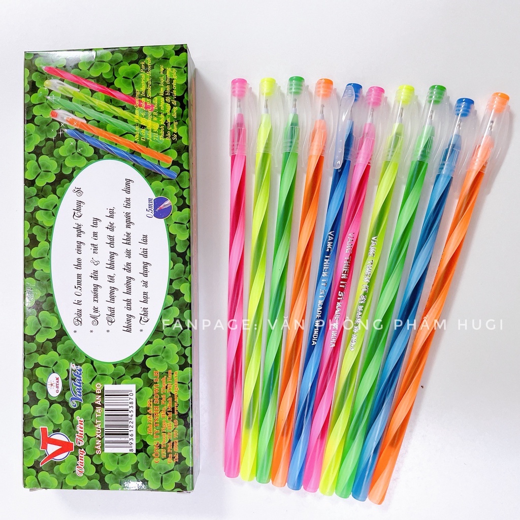Hộp 20 cây bút bi nến dài mực Xanh (GS-Vâng Thiên) mực nhiều tiết kiệm