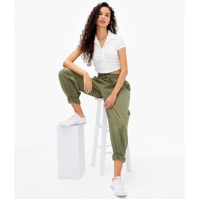 Áo Thun Croptop Aeo xuất xịn 2 màu Trắng, Cam