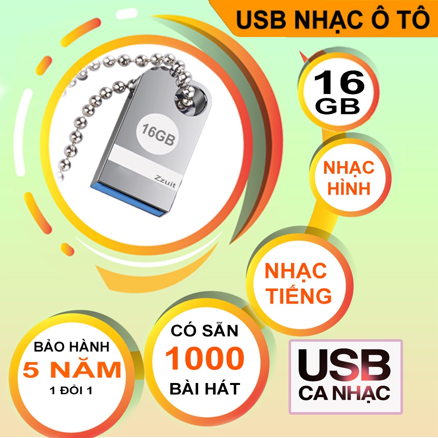 Usb nhạc ô tô 16GB có sẵn 1200 bài hát nhạc hình và tiếng, chọn thể loại nhạc theo sở thích - BH 5 Năm