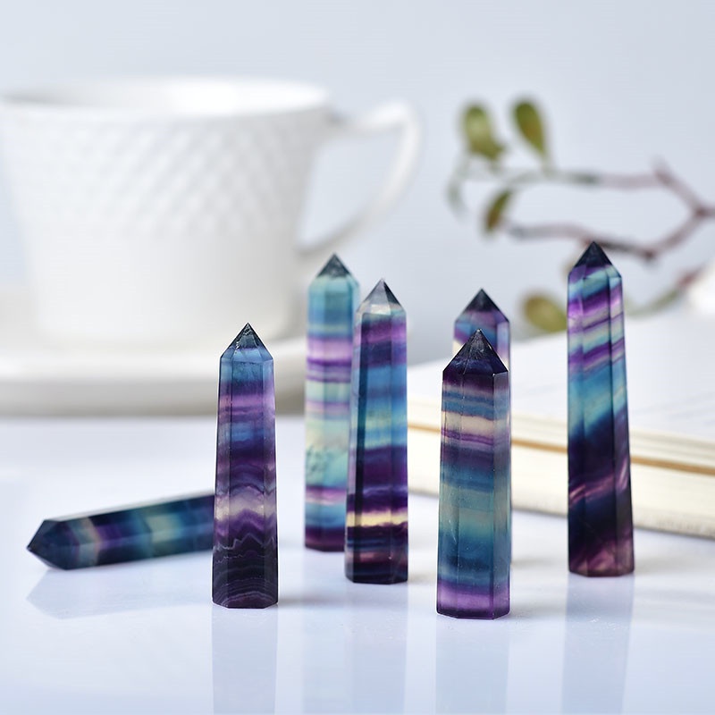 Đá Fluorite Minaret Phong Thủy Màu Sắc Tự Nhiên Hình Lục Giác Reiki Chakra Wicca Dùng Trang Trí Nhà Cửa