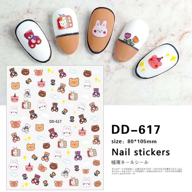 STICKER GẤU HOẠT HÌNH TRANG TRÍ NAIL MÃ MỚI