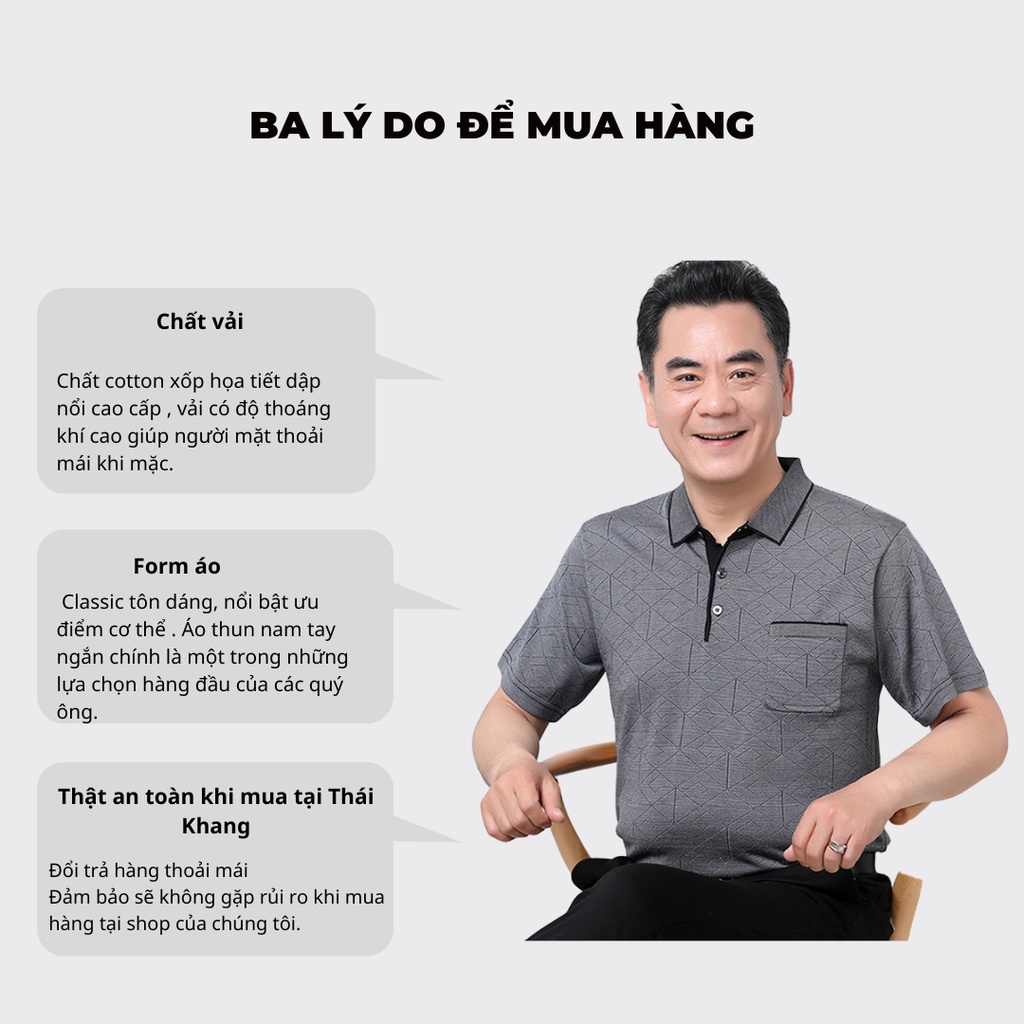 Áo thun nam trung niên cao cấp vải cotton xốp mặc mát thoải mái ATHUN18