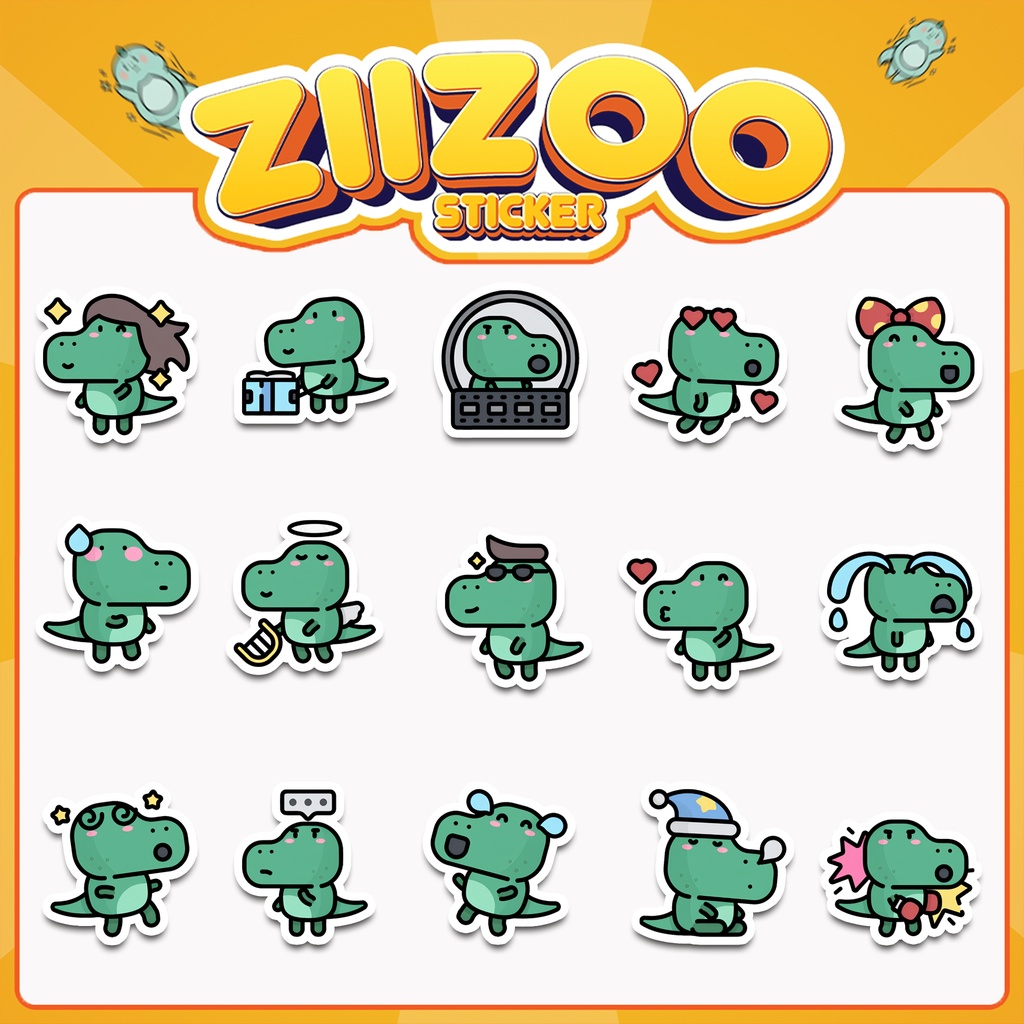 Set 30 Sticker Cá Sấu Xanh Cute, hình dán trang trí bình nước, điện thoại, laptop, mũ bảo hiểm, sticker làm quà tặng
