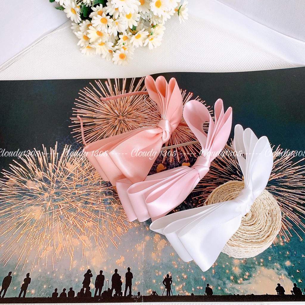 Cài tóc/Bờm tóc nơ ruy băng 3 tầng mềm mại bảng lớn