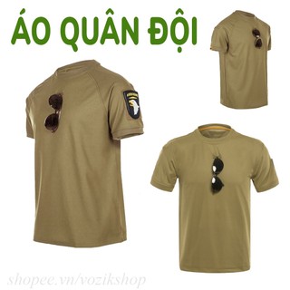 (màu kaki) Áo thun lính quân đội cổ tròn vải poly dành cho nam VOZIK