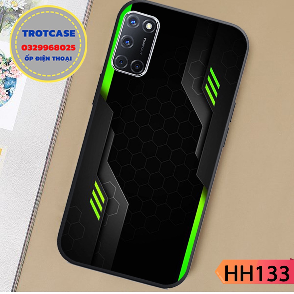 Ốp lưng điện thoại Oppo A52 / Oppo A92 - hình kẻ chữ V màu xanh lá và màu vàng siêu đẹp mới nhất in 3D