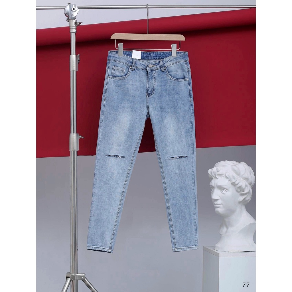 Quần Jean Nam Màu Đen Rách Gối Cá Tính Form Quần Slimfit Đẹp mẫu Mới ...