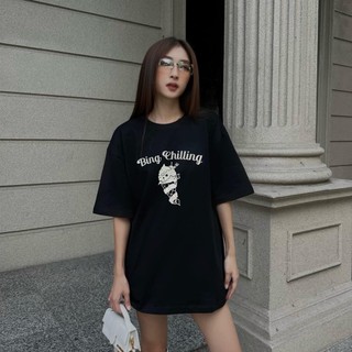 Áo thun unisex Bing Chilling TYOUS in nhũ bạc kim tuyến