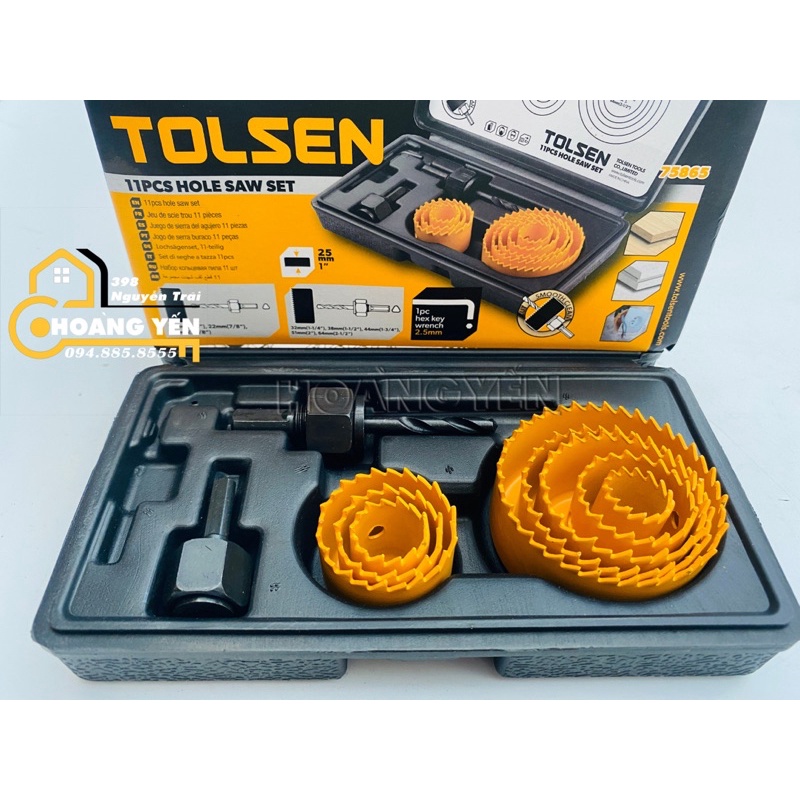 Bộ 11 Vòng Khoét Lỗ Tolsen 75865, Bộ mũi khoét lỗ sắt, gỗ, nhựa