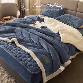 Bộ chăn ga gối nỉ lông cừu 9 màu hot trend luna bedding