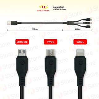 Dây cáp sạc usb đa năng 3 trong 1 type c micro usb chính hãng honjianda - ảnh sản phẩm 2