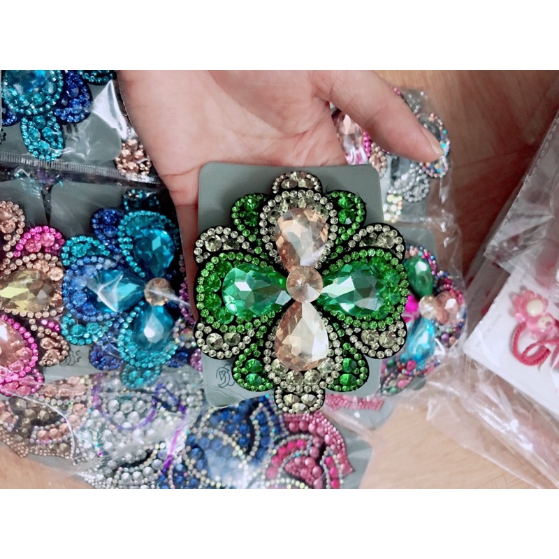 Sỉ 5 kẹp đuôi da đính đá cao cấp gọng 10 phân mẫu mới