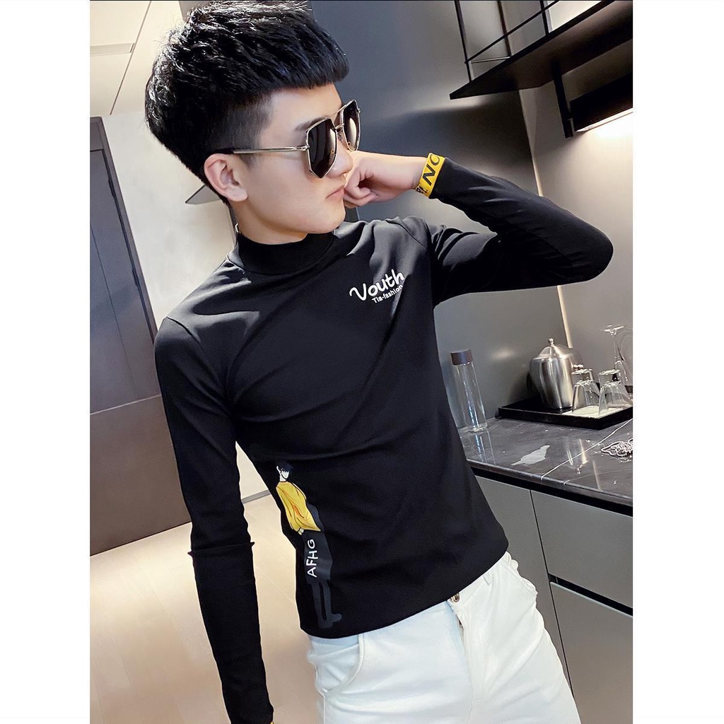 Áo Thun Nam Dài Tay Cổ Cao Phong Cách Hàn Quốc Thời Trang