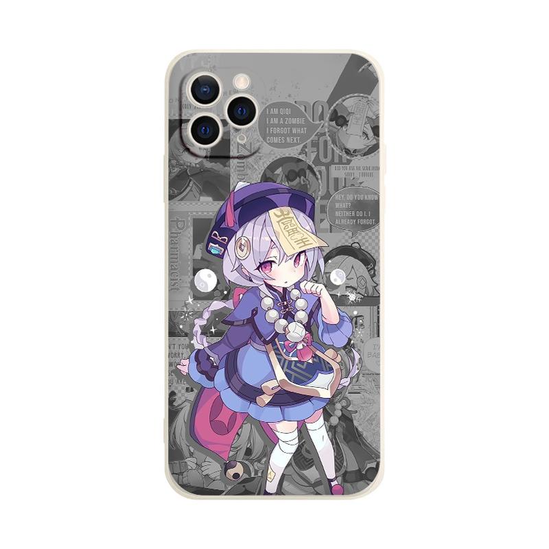 Ốp iphone cạnh vuông Qiqi Genshin Impact ốp chống sốc 6/6splus/7/7plus/8/8plus/x/xr/xs/11/12/13/14/pro/max/plus/promax
