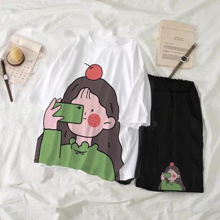 Set ao in hinh 5d kem quân đùi siêu xinh