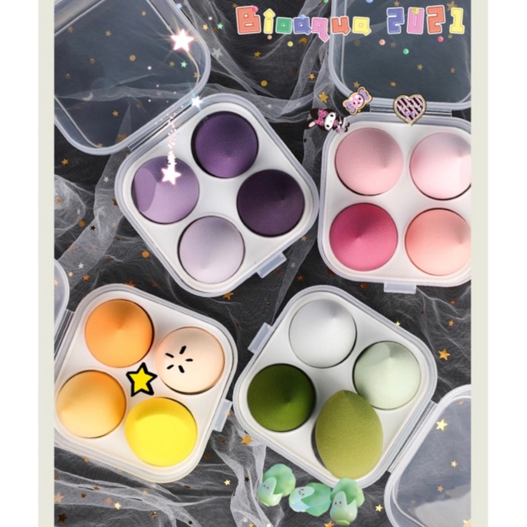 Hộp 4 Bông Mút Trang Điểm Hình Trứng