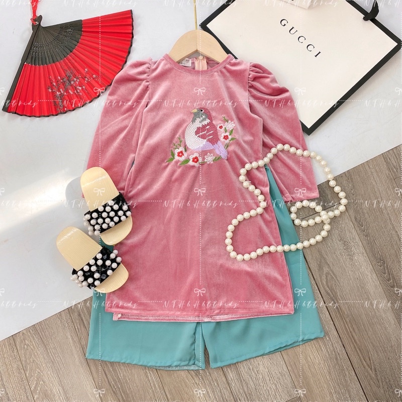 Sét áo dài nhung / cách Tân Tết cho bé gái 10-20kg
