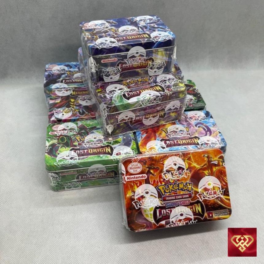 Thẻ bài pokemon hộp sắt 54 lá Lost Origin kèm thẻ Vip đồ chơi sưu tập 10 mẫu