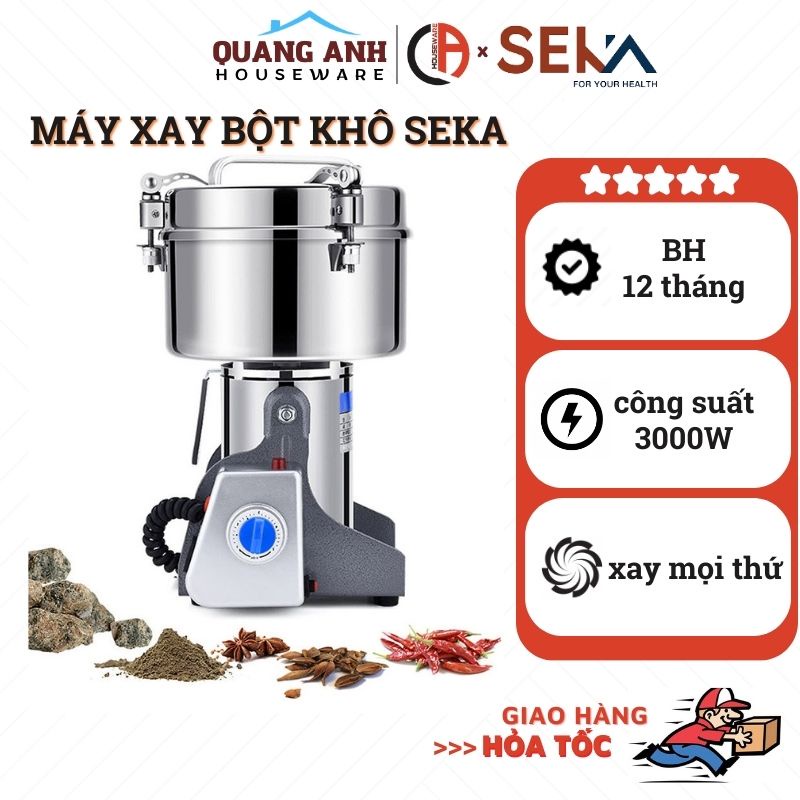 Máy xay nghiền bột khô SEKA đa năng công suất 3000w xay các loại bột và xay thịt - BH chính hãng
