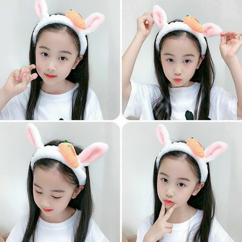 Băng đô tuban cà rốt tai thỏ xinh xắn , bờm tuban rửa mặt siêu đáng yêu