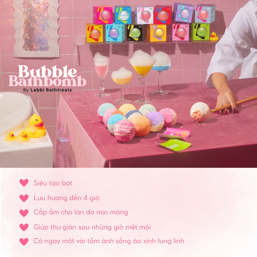 Bom tắm tạo bọt SAKURA [Labbi] Bubble Bath bomb/ Viên tạo bọt bồn tắm