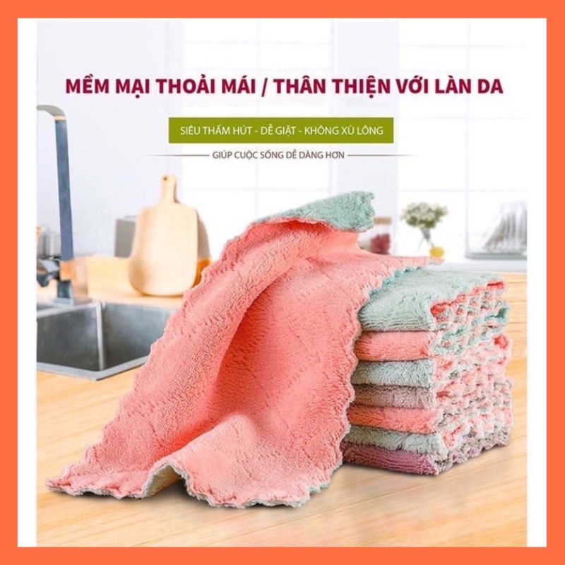 Khăn lau bếp, khăn đa năng, khăn 2 mặt siêu mềm siêu thấm nước