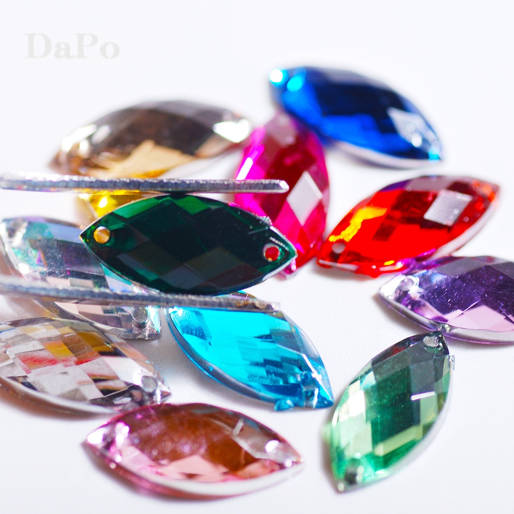 Set 100 Hạt Pha Lê Nhiều Màu Kích Thước 5x10MM Dùng Trang Trí Quần Áo