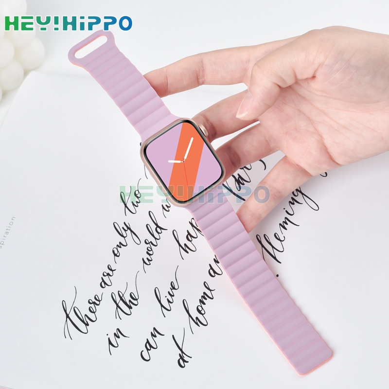Dây Đeo Đồng Hồ Bằng Silicone Khóa Nam Châm 49mm Cho iwatch ultra 8 7 6 se 5 4 3 45mm 41mm 44mm 40mm 42mm 38mm