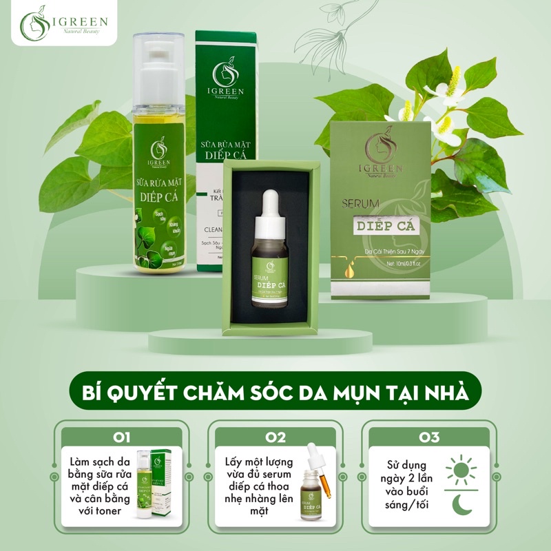 COMBO TOÀN DIỆN CHO DA HẾT MỤN, THÂM - COMBO DIẾP CÁ IGREEN