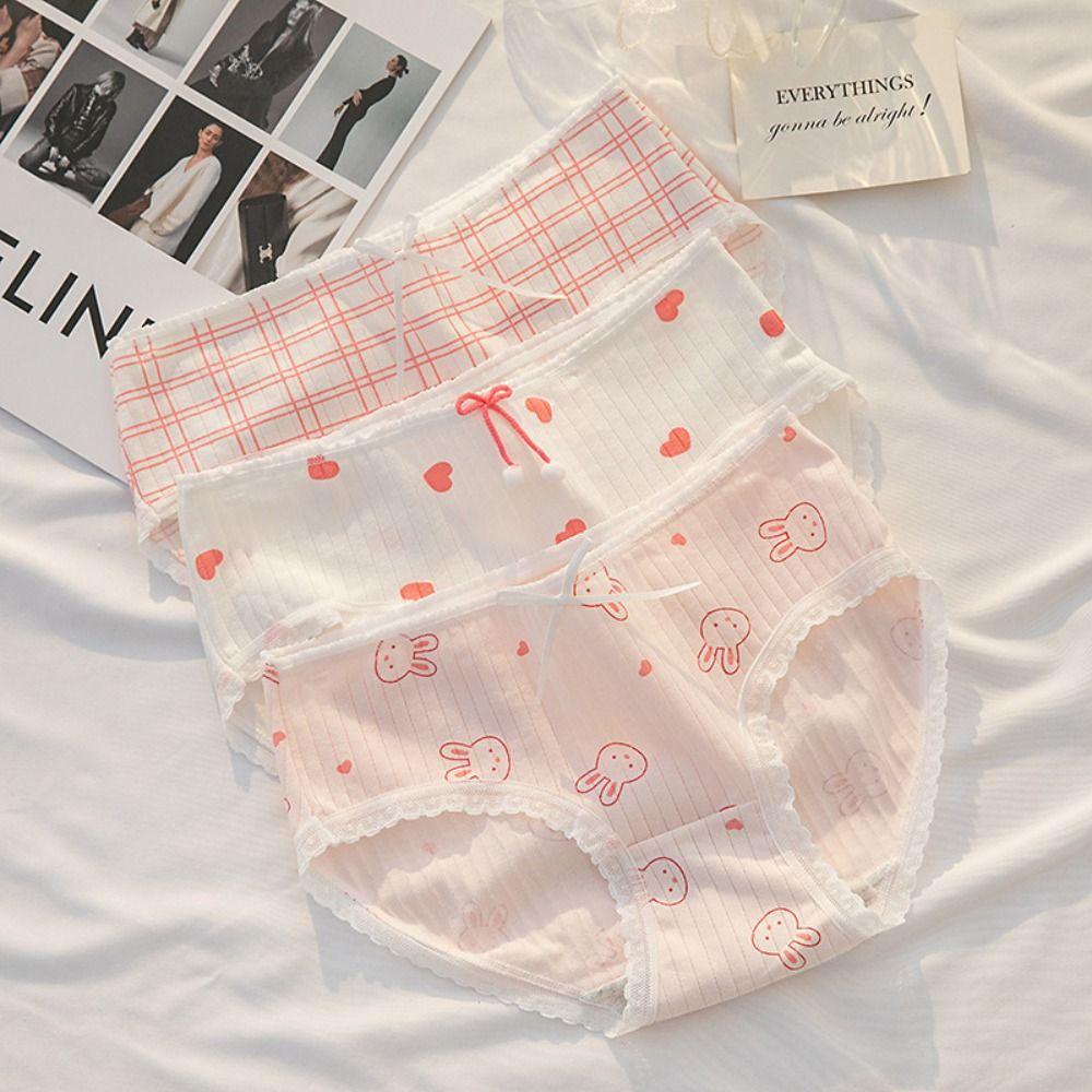 IVORY Quần Lót Cotton In Hình Thỏ Dễ Thương Thoải Mái Phong Cách Nhật Hàn Cho Nữ