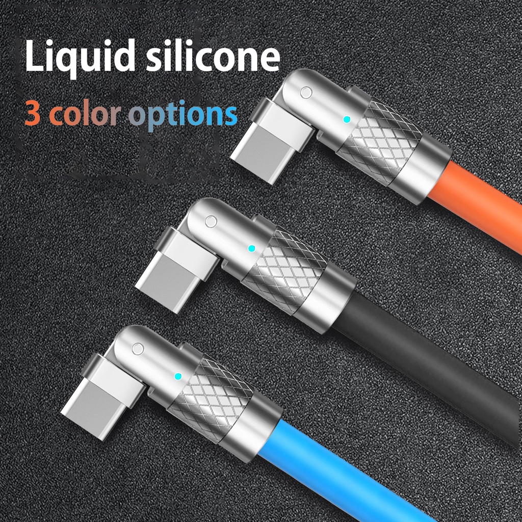 Dây sạc nhanh 120W 6A Loại C iOS 180 độ xoay Silicone Coated Game USB Pin cho iPhone Huawei Super Xiaomi 13 pro 14