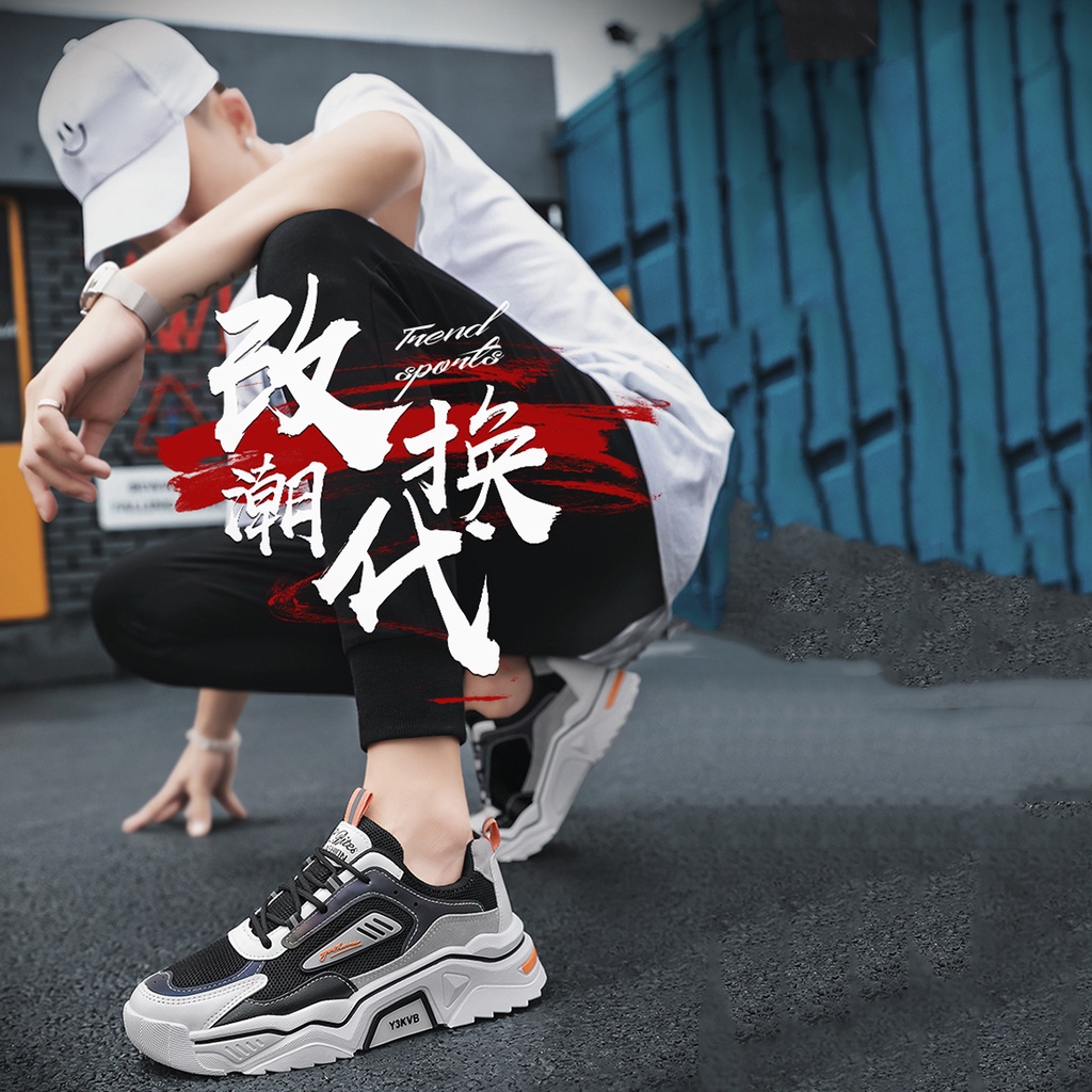 Giày Thể Thao Nam Đế Cao Cực Chất  TT17 Màu Đen Cam