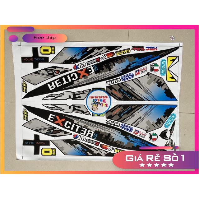 FREE SHIP + QUÀ TẶNG Tem rời xe Exciter 150 thành phố dán xe xám