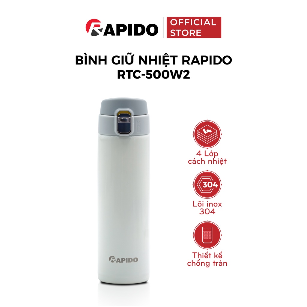 Bình giữ nhiệt Rapido RTC 500ml cao cấp, chịu lực, giữ nhiệt tốt