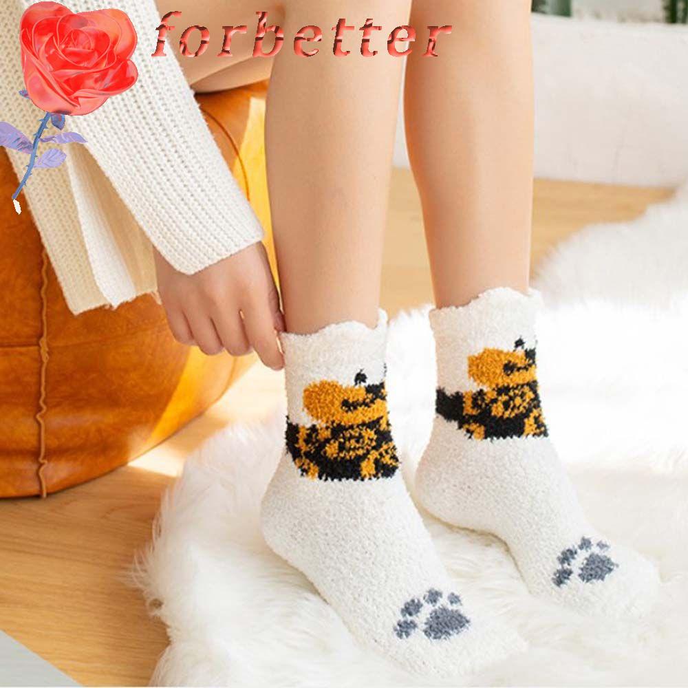 Đôi vớ lông cừu san hô dày in họa tiết hoạt hình nhiều màu sắc thời trang cho nữ