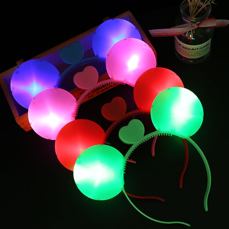 Băng Đô Tai Thỏ Có Đèn LED Màu Sắc Ngẫu Nhiên Dùng Để Trang Trí Tiệc