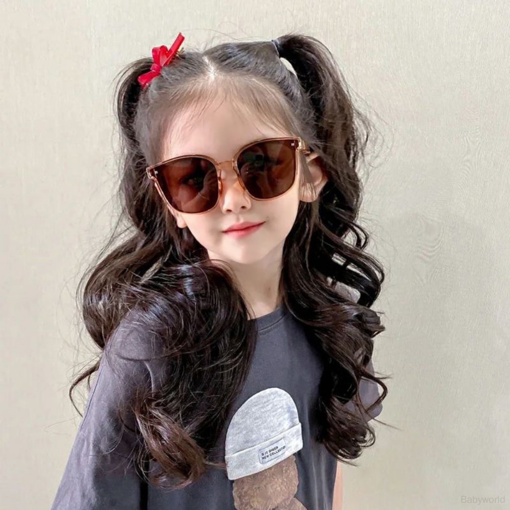 Tóc Giả Dài Trung Bình Uốn Xoăn Nhuộm Màu Thời Trang Cho Bé Gái