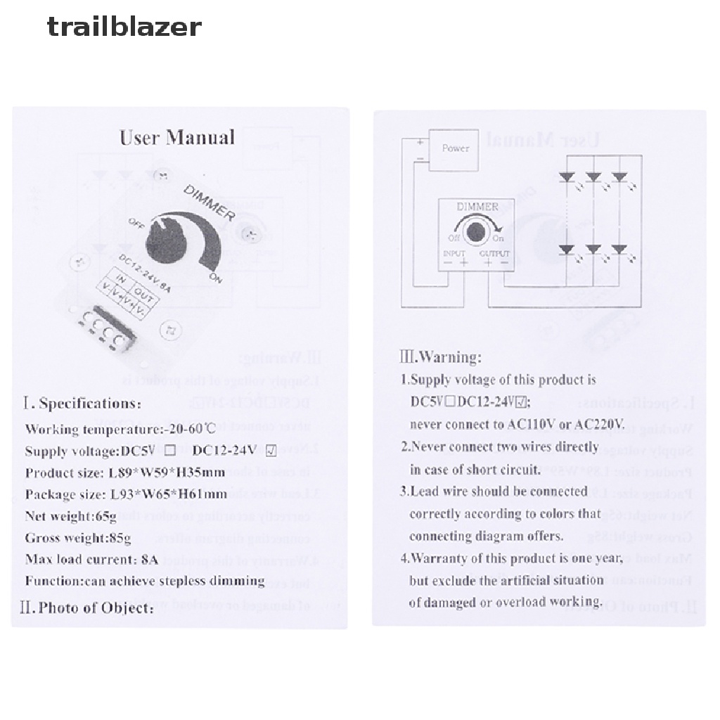 1 Bộ Điều Khiển Độ Sáng Của Dải Đèn led trailblazer 12v-24v 8a Iio