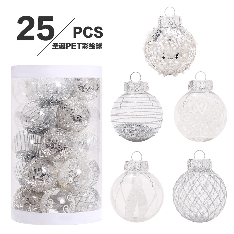 Hàng Mới Về Mới Bộ Quả Bóng Trang Trí Cây Thông Noel Màu Trắng Bạc 9P8N